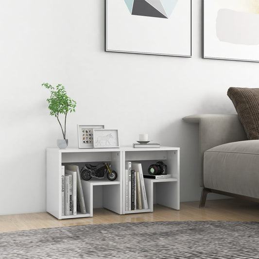 Bedside tables 2 pcs. White 40x30x40 cm wood material