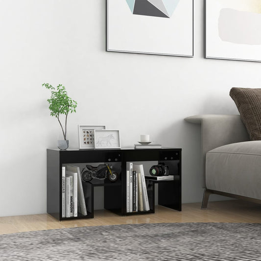 Tables de chevet 2 pcs. Noir 40x30x40 cm en bois
