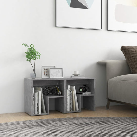 Bedside tables 2 pcs. Concrete grey 40x30x40 cm wood material