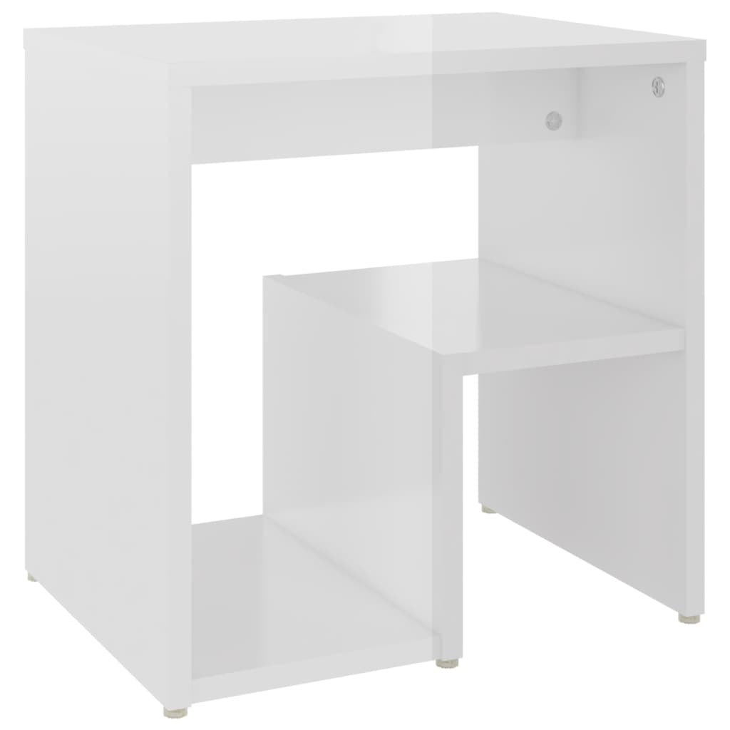 Bedside table high gloss white 40x30x40 cm wood material