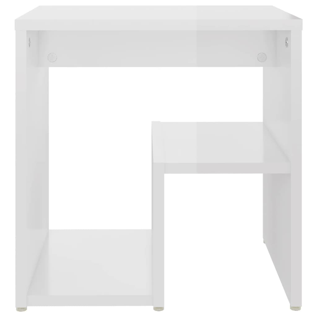 Bedside table high gloss white 40x30x40 cm wood material