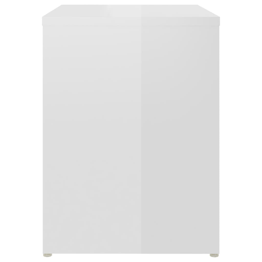 Bedside table high gloss white 40x30x40 cm wood material