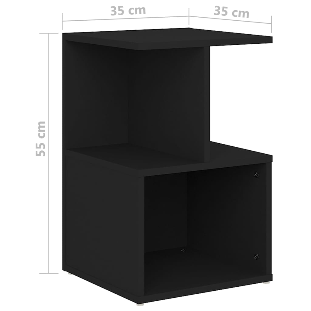 Tables de chevet 2 pcs. Noir 35x35x55 cm en bois