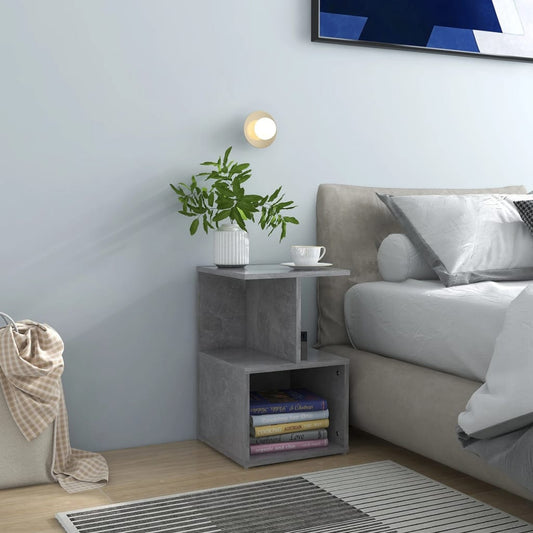 Bedside tables 2 pcs. Concrete grey 35x35x55 cm wood material