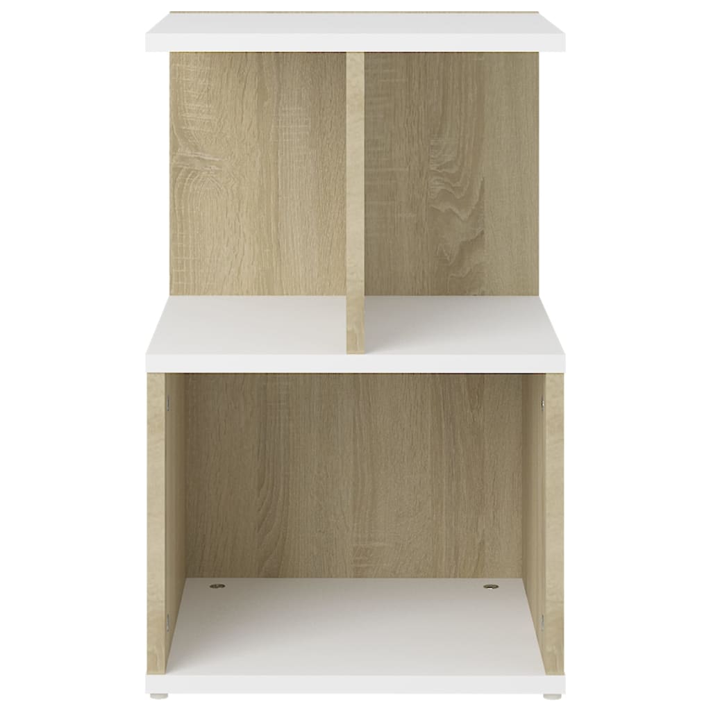 Nachttische 2 Stk. Weiß Sonoma-Eiche 35x35x55 Holzwerkstoff