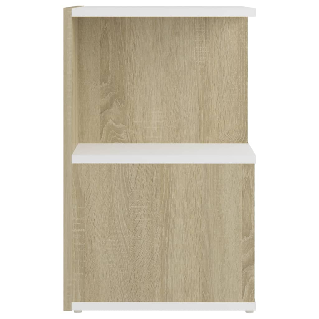 Nachttische 2 Stk. Weiß Sonoma-Eiche 35x35x55 Holzwerkstoff