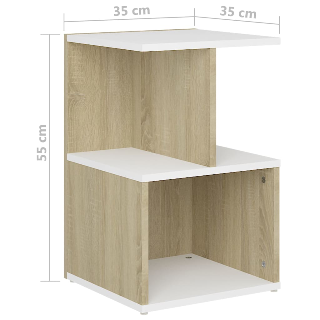 Nachttische 2 Stk. Weiß Sonoma-Eiche 35x35x55 Holzwerkstoff
