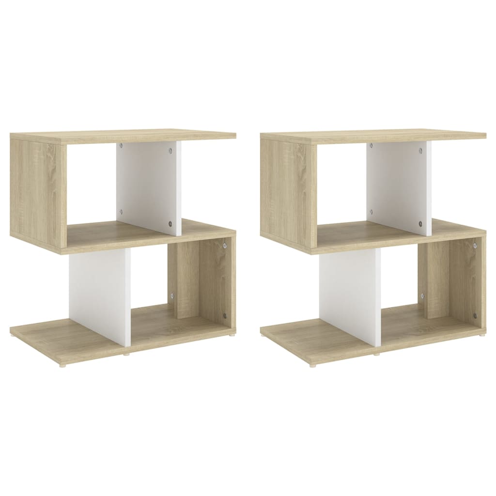 Nachttische 2 Stk. Weiß Sonoma-Eiche 50x30x51,5 Holzwerkstoff