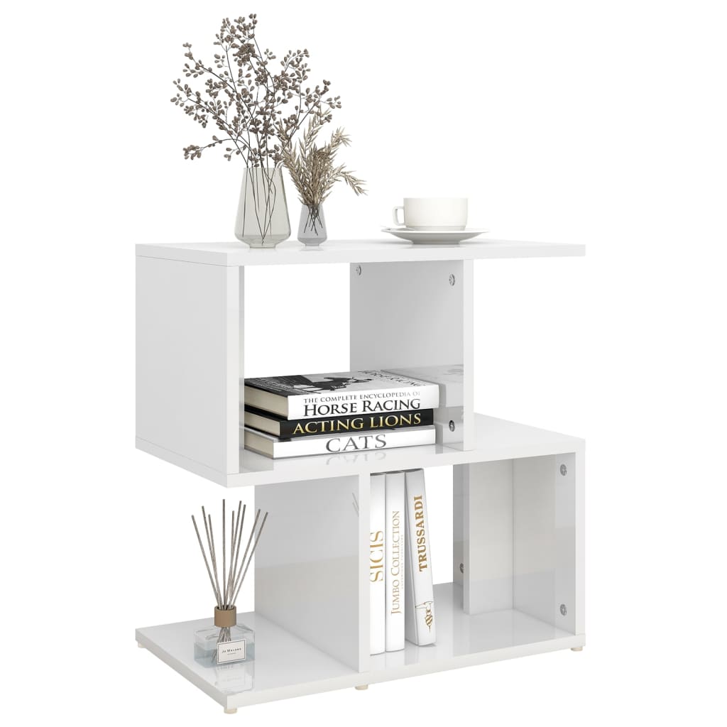 Bedside table high gloss white 50x30x51.5 cm wood material