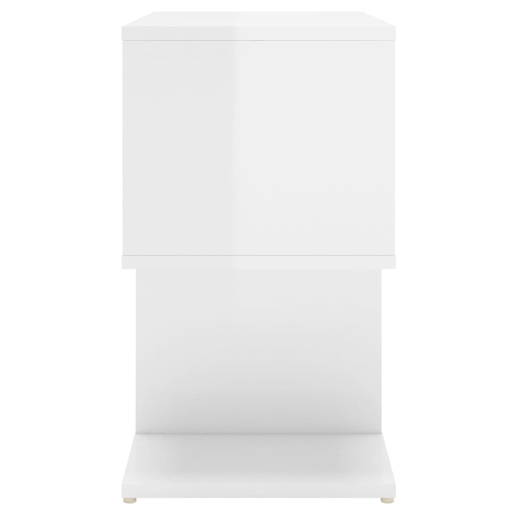 Bedside table high gloss white 50x30x51.5 cm wood material
