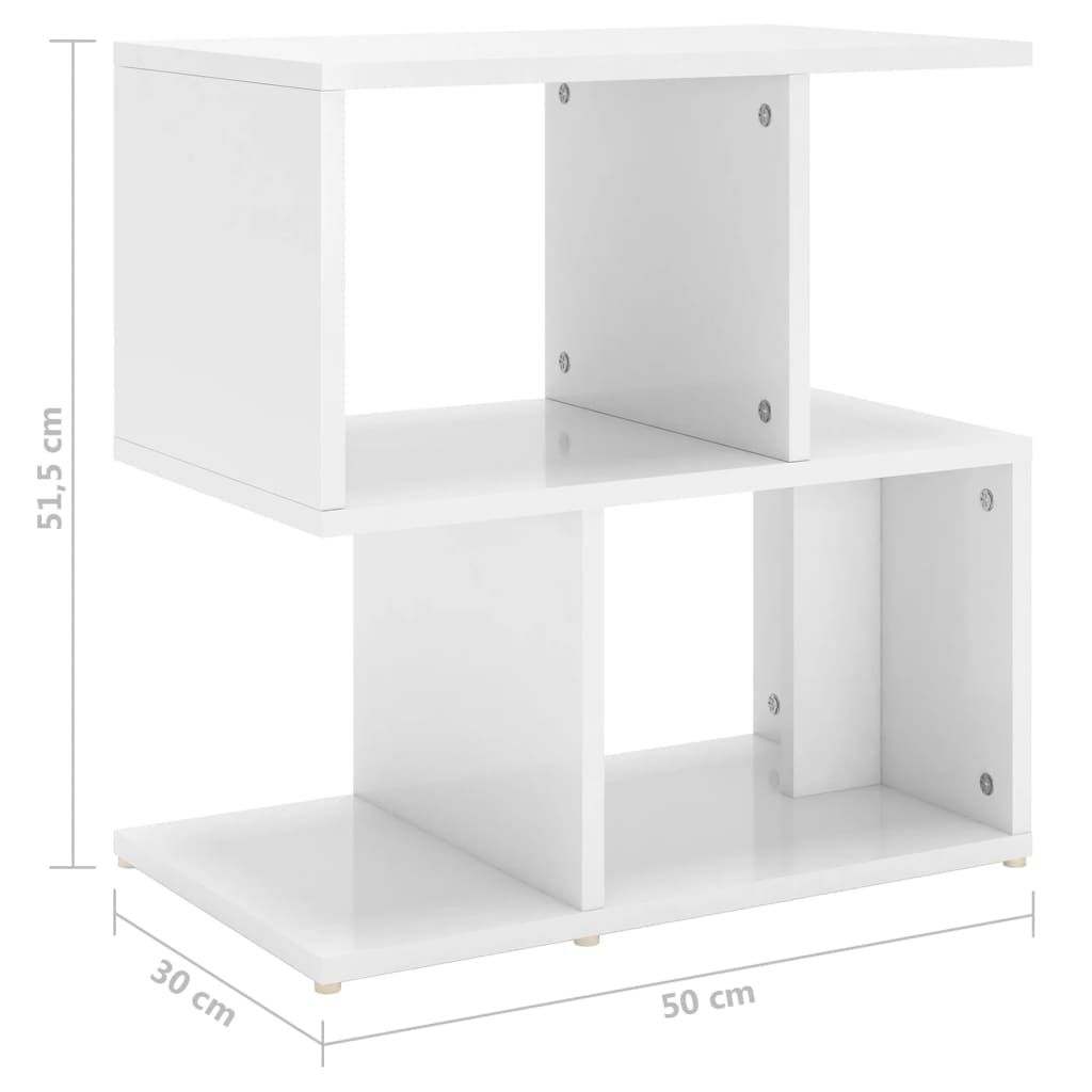 Bedside table high gloss white 50x30x51.5 cm wood material