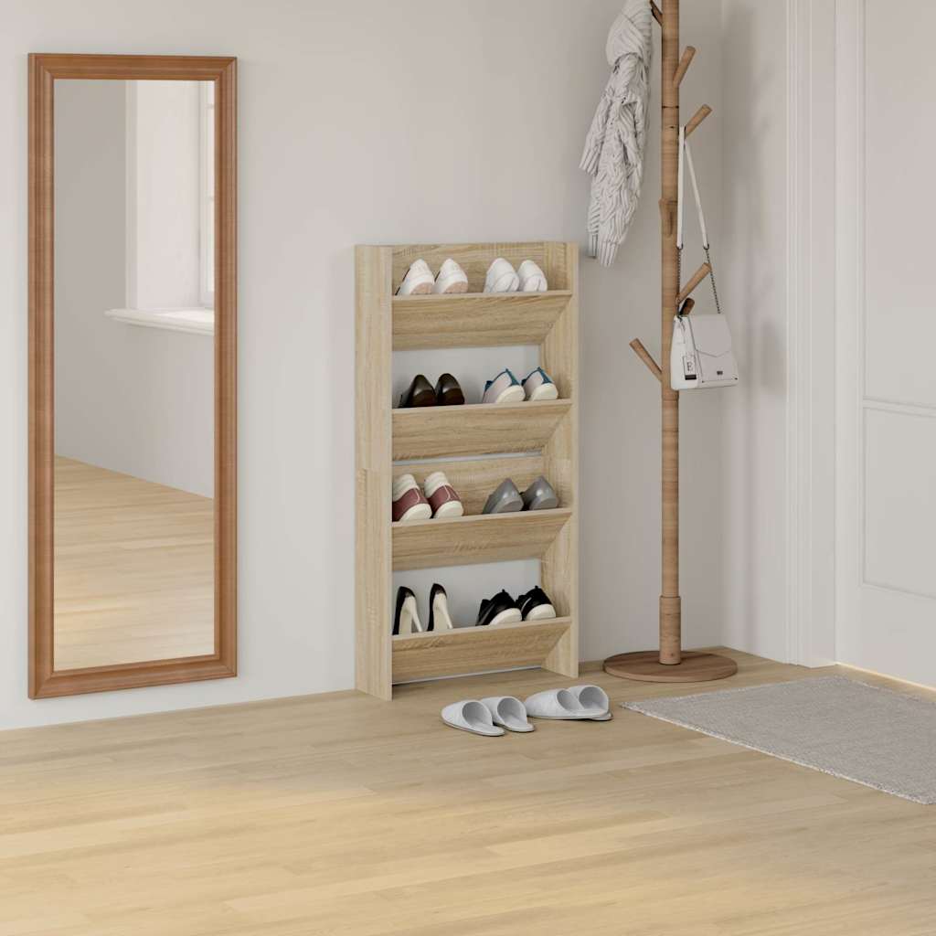 Wand-Schuhschränke 2 Stk. Sonoma-Eiche 60x18x60cm Holzwerkstoff