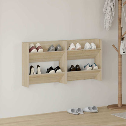 Wand-Schuhschränke 2 Stk. Sonoma-Eiche 60x18x60cm Holzwerkstoff