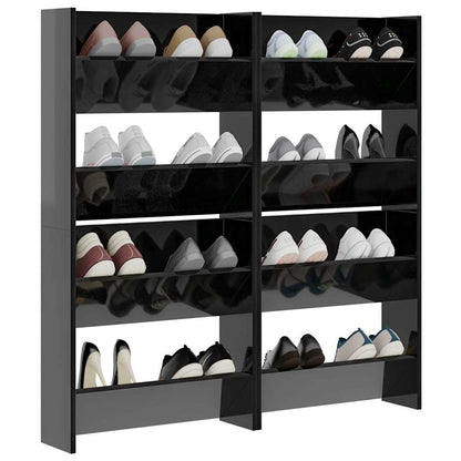 Wand-Schuhschränke 4 Stk. Hochglanz-Schwarz 60x18x60 cm