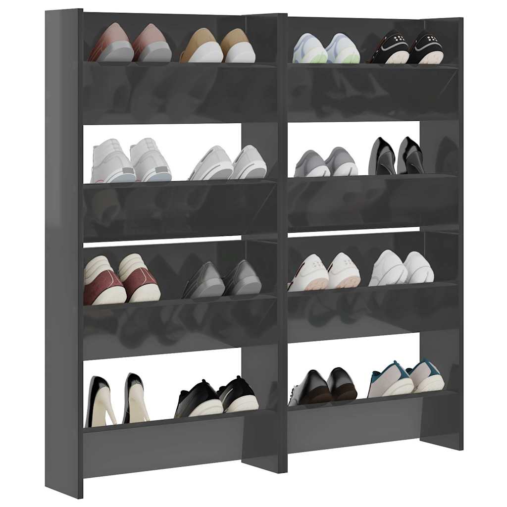 Wand-Schuhschränke 4 Stk. Hochglanz-Grau 60x18x60cm