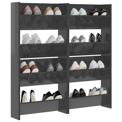 Wand-Schuhschränke 4 Stk. Hochglanz-Grau 60x18x60cm