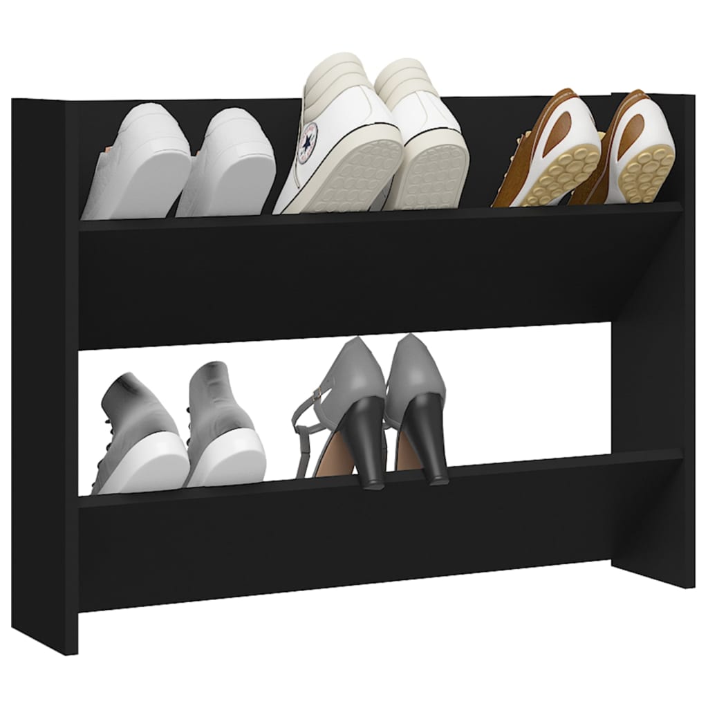 Meuble à chaussures mural noir 80x18x60 cm en bois