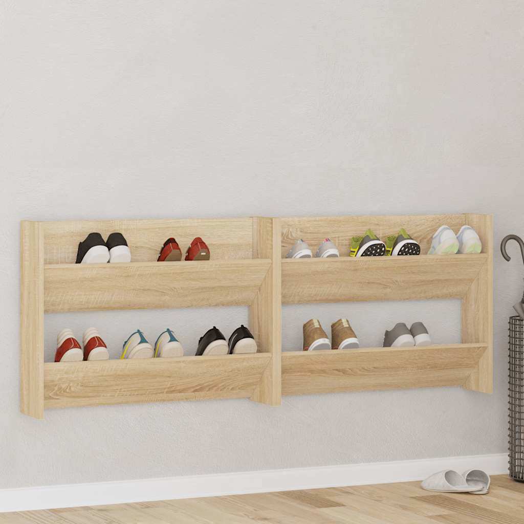 Wand-Schuhschränke 2 Stk. Sonoma-Eiche 80x18x60cm Holzwerkstoff