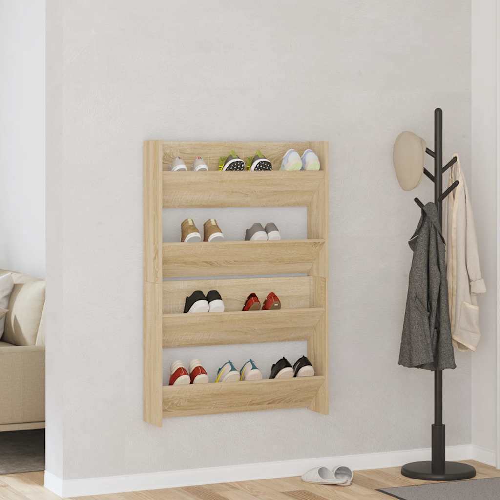 Wand-Schuhschränke 2 Stk. Sonoma-Eiche 80x18x60cm Holzwerkstoff