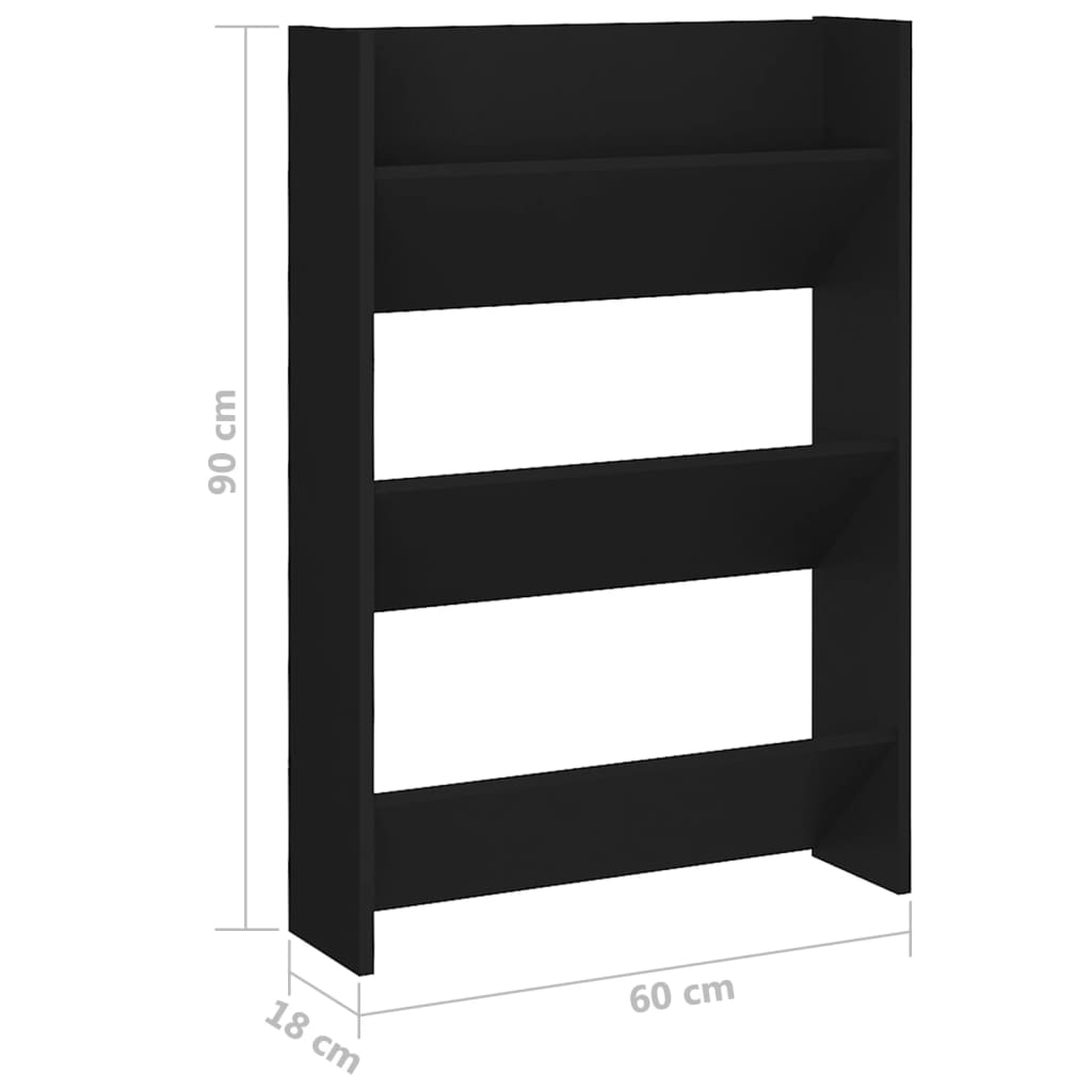 Wand-Schuhschränke 2 Stk. Schwarz 60x18x90 cm Holzwerkstoff