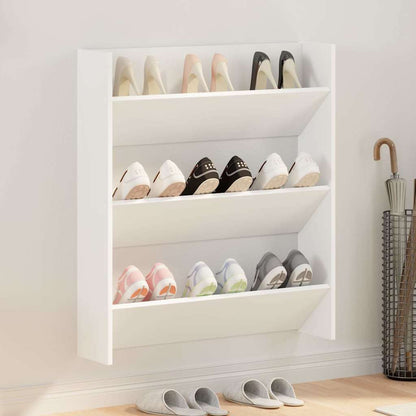 Wand-Schuhschrank Weiß 80x18x90 cm Holzwerkstoff