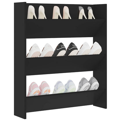 Wand-Schuhschrank Schwarz 80x18x90 cm Holzwerkstoff