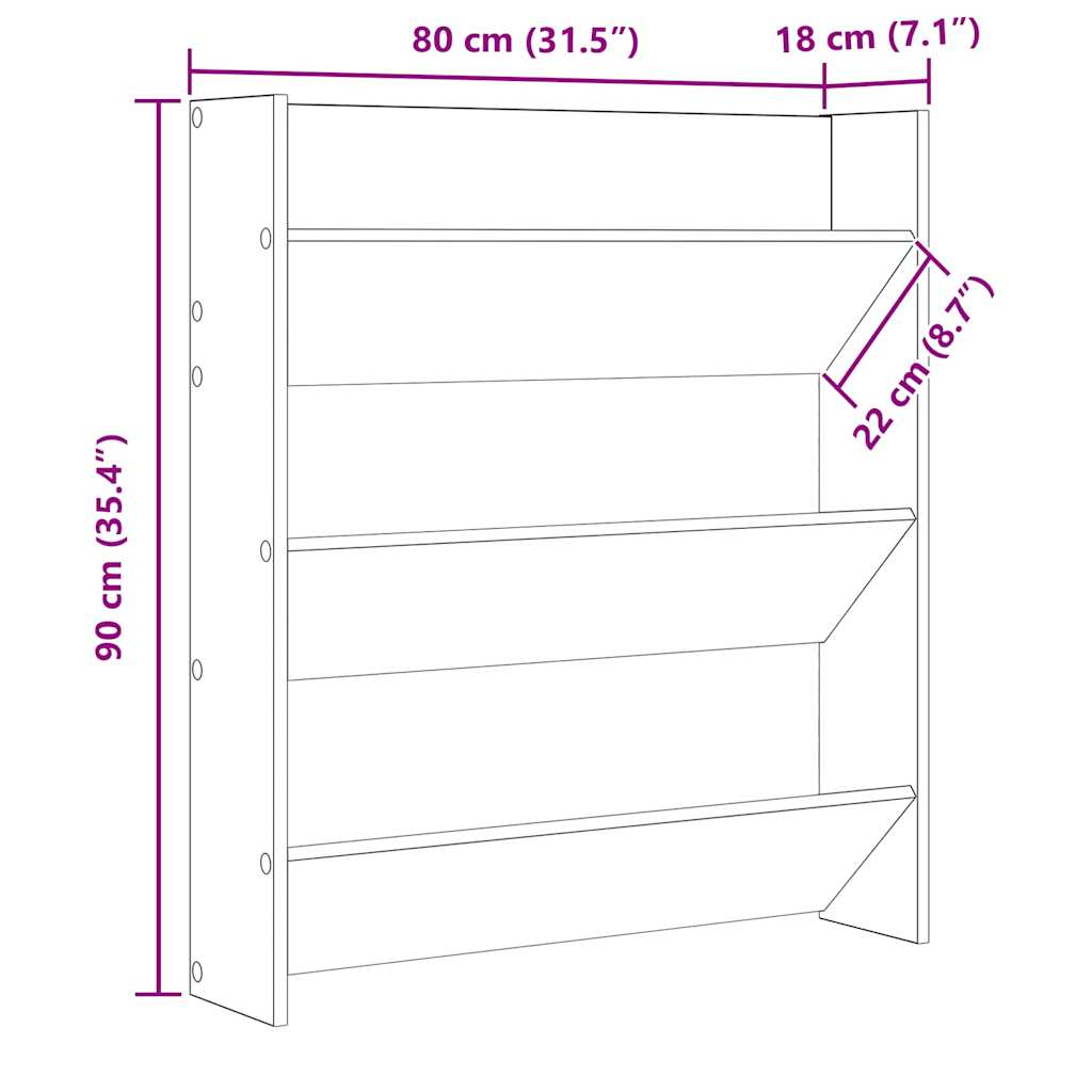 Wand-Schuhschrank Sonoma-Eiche 80x18x90 cm Holzwerkstoff