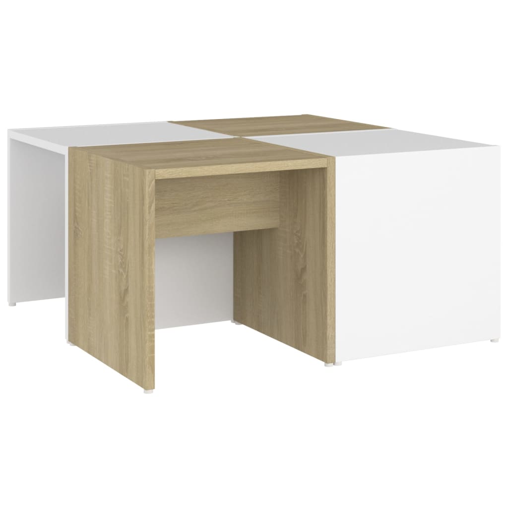 Couchtische 4 Stk. Weiß Sonoma-Eiche 33x33x33 cm Holzwerkstoff