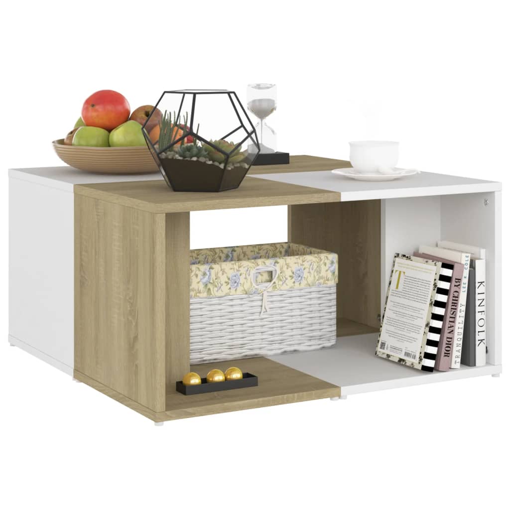 Couchtische 4 Stk. Weiß Sonoma-Eiche 33x33x33 cm Holzwerkstoff
