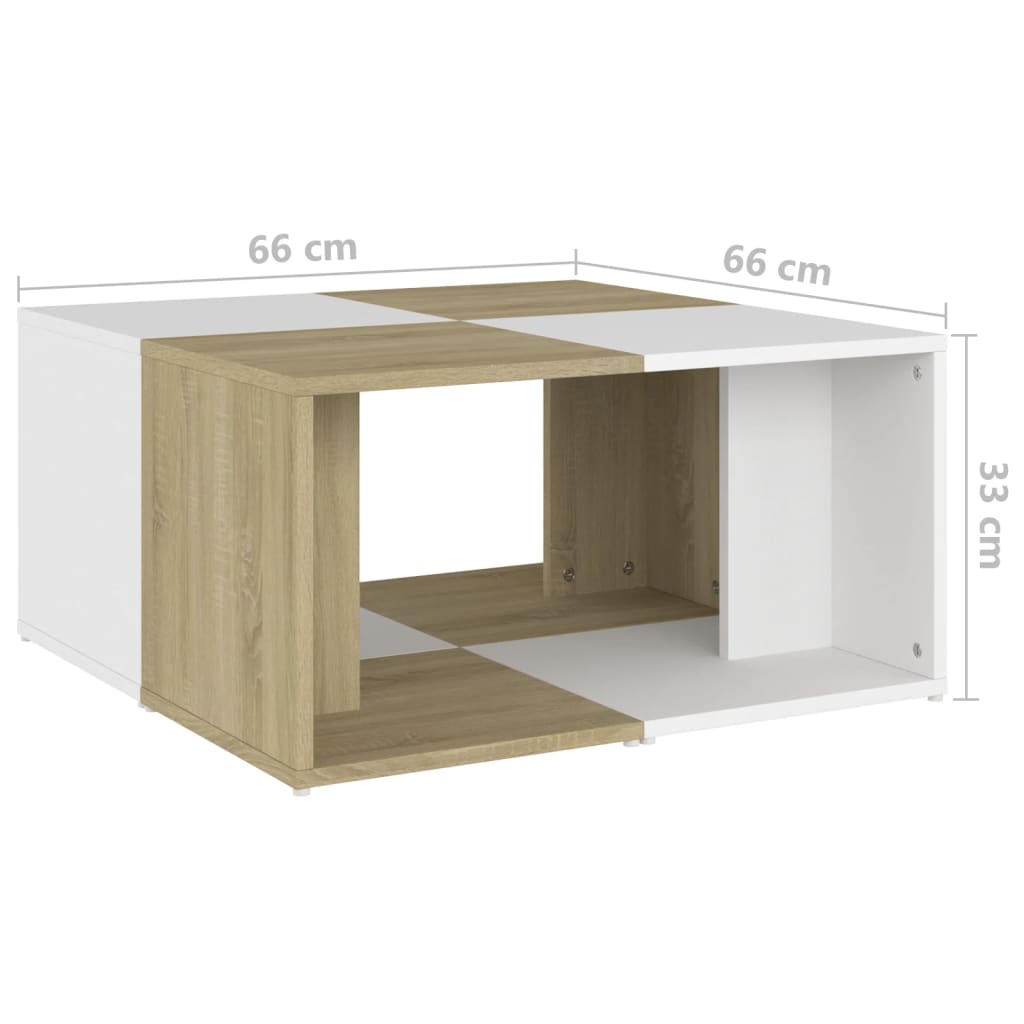 Couchtische 4 Stk. Weiß Sonoma-Eiche 33x33x33 cm Holzwerkstoff