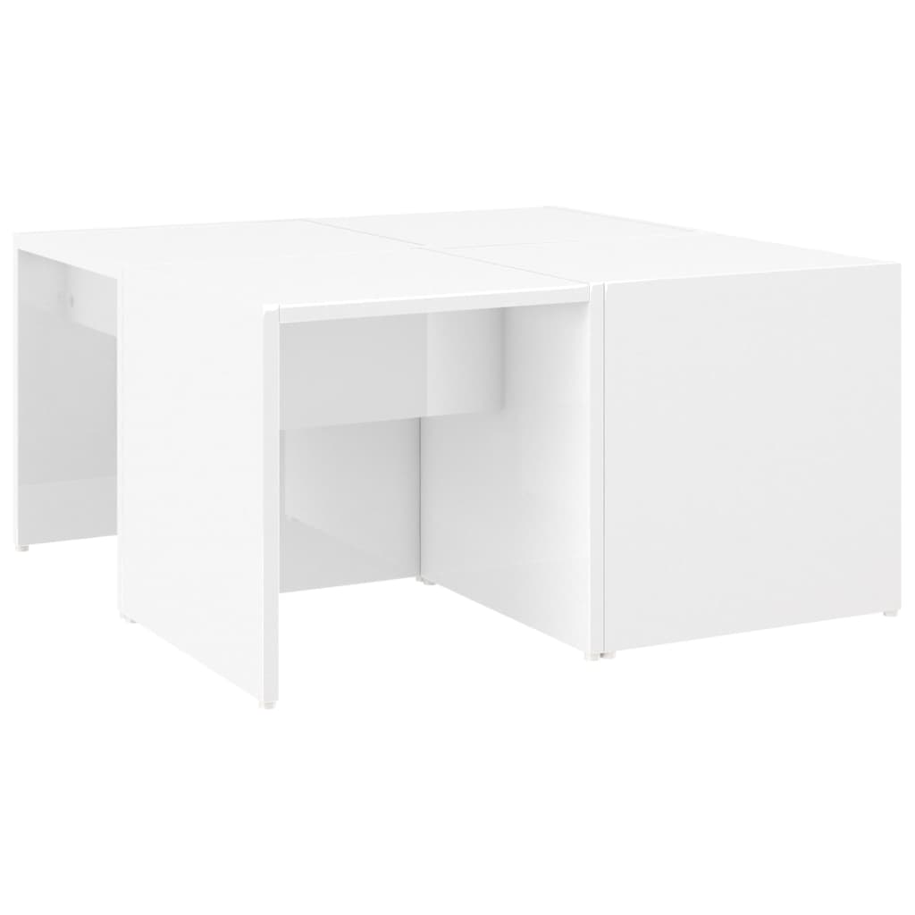 Tables basses 4 pcs. blanc brillant 33x33x33 cm matériau bois