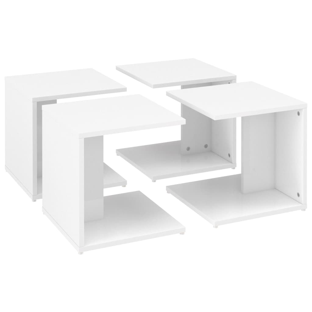 Tables basses 4 pcs. blanc brillant 33x33x33 cm matériau bois