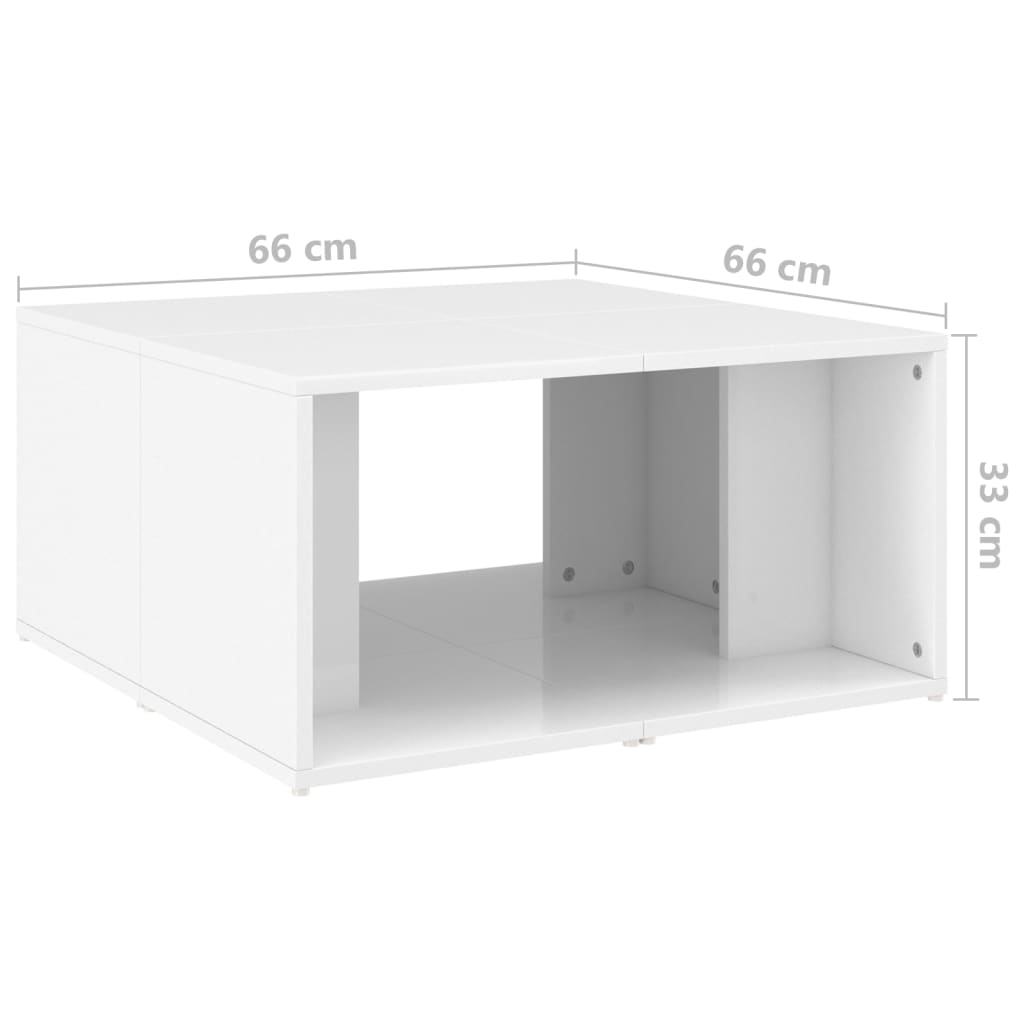 Tables basses 4 pcs. blanc brillant 33x33x33 cm matériau bois