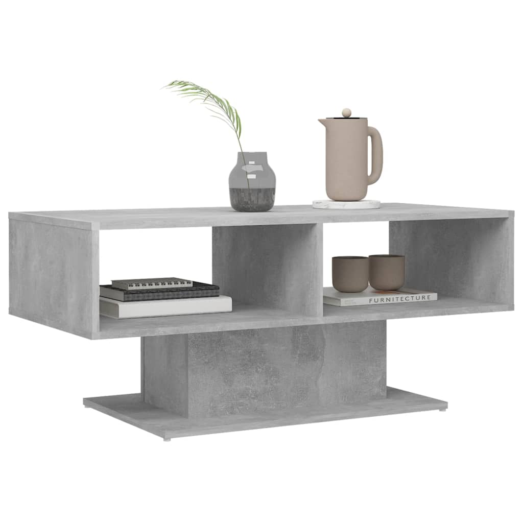 Table basse en béton gris 103,5 x 50 x 44,5 cm, matériau bois