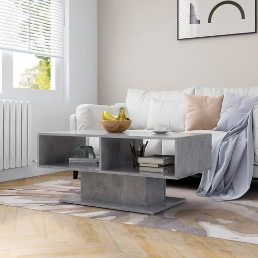 Table basse en béton gris 103,5 x 50 x 44,5 cm, matériau bois