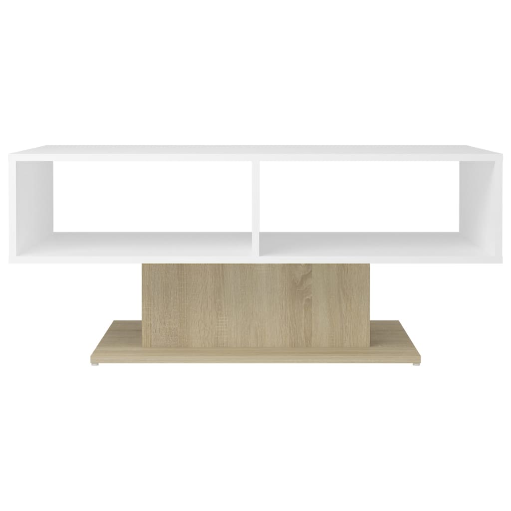 Couchtisch Weiß und Sonoma-Eiche 103,5x50x44,5 cm Holzwerkstoff