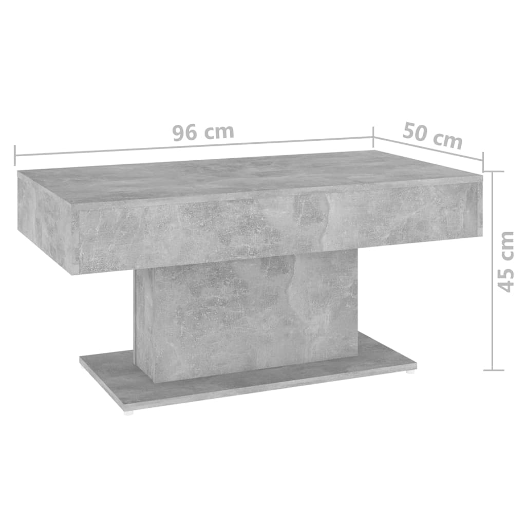 Table basse gris béton 96x50x45 cm en bois