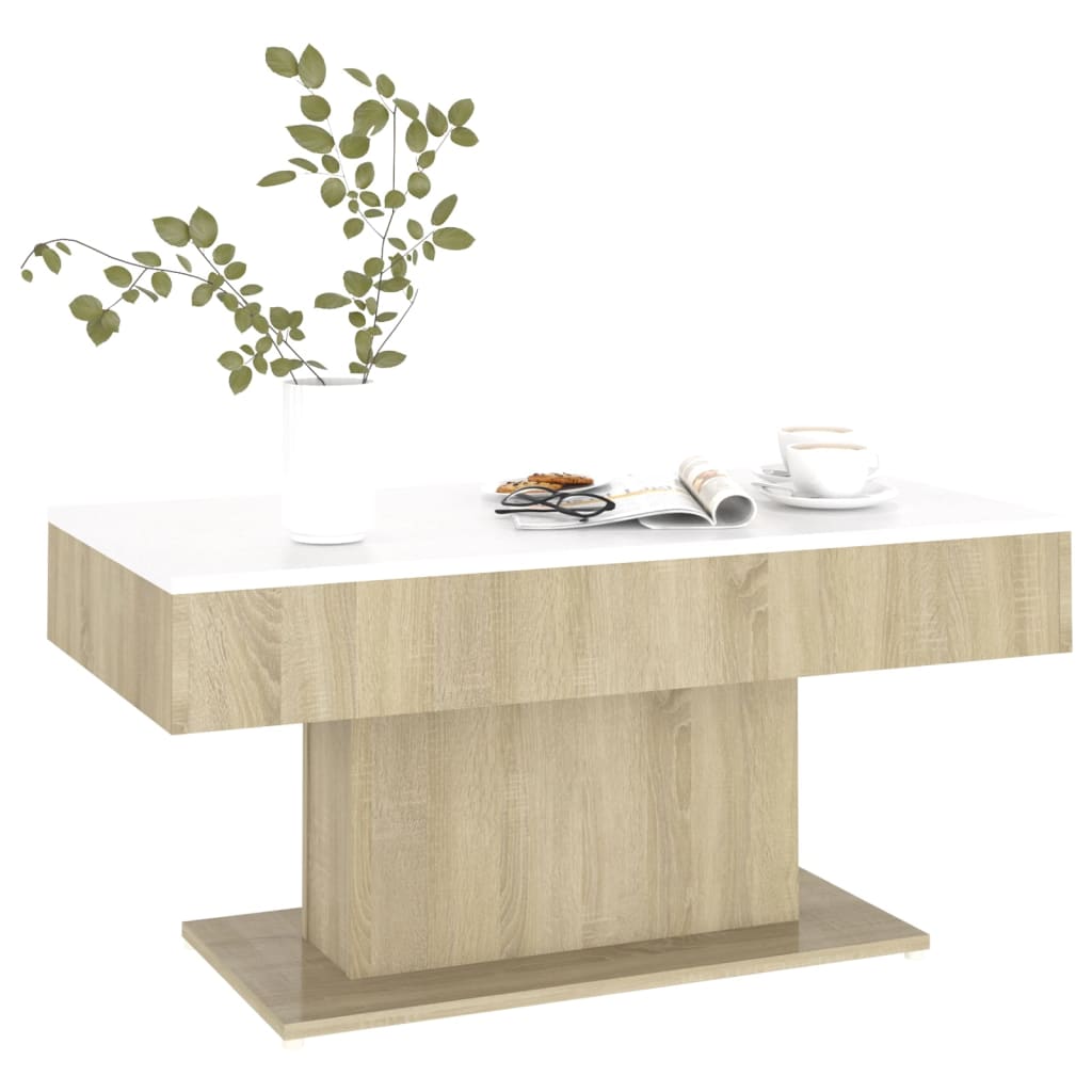 Couchtisch Weiß Sonoma-Eiche 96x50x45 cm Holzwerkstoff