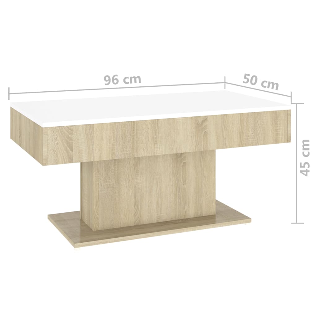 Couchtisch Weiß Sonoma-Eiche 96x50x45 cm Holzwerkstoff