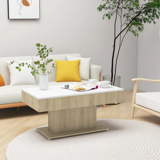 Couchtisch Weiß Sonoma-Eiche 96x50x45 cm Holzwerkstoff