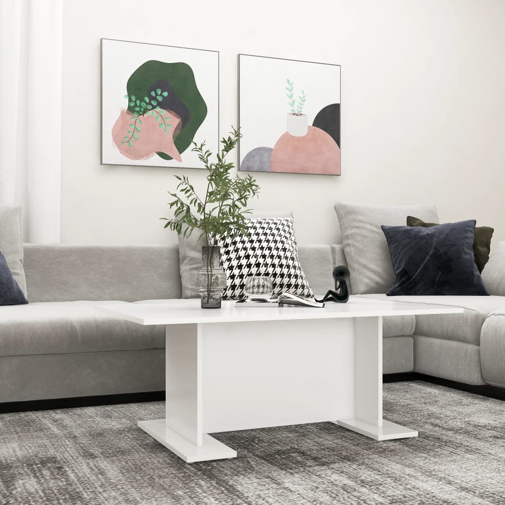 Table basse blanche 103,5x60x40 cm en bois