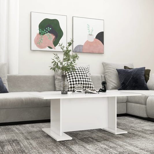 Table basse blanche 103,5x60x40 cm en bois
