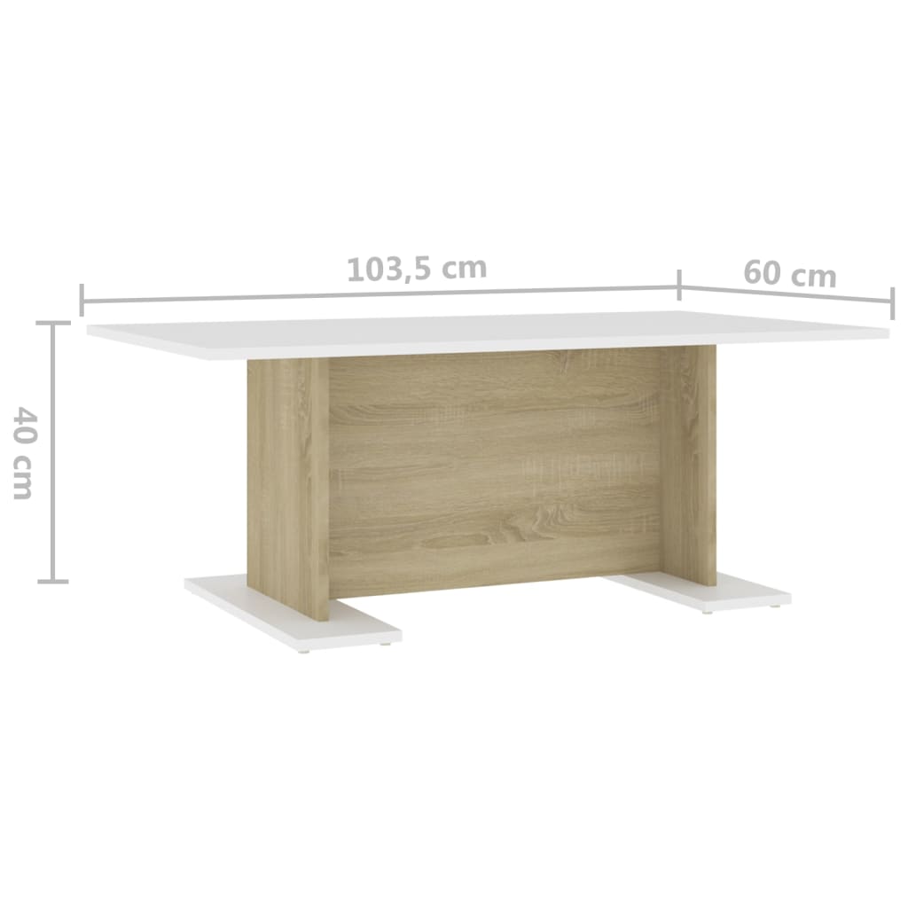 Couchtisch Weiß und Sonoma-Eiche 103,5x60x40 cm Holzwerkstoff