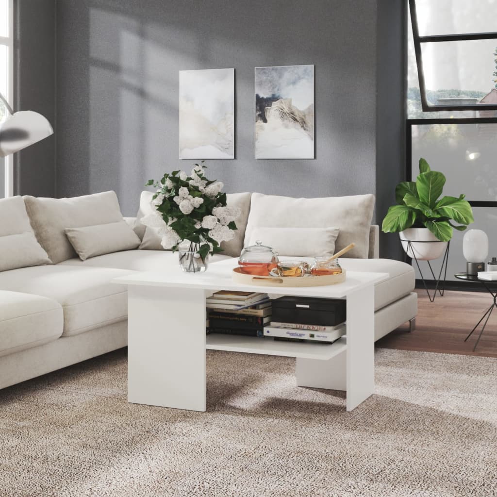 Couchtisch Weiß 90x60x46,5 cm Holzwerkstoff