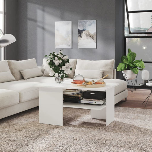 Couchtisch Weiß 90x60x46,5 cm Holzwerkstoff