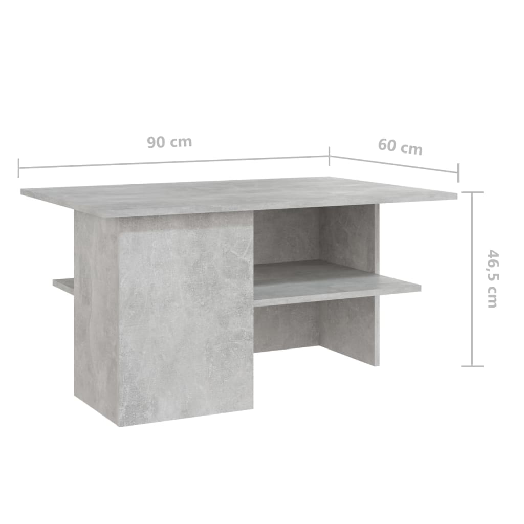 Table basse en béton gris 90x60x46,5 cm en bois