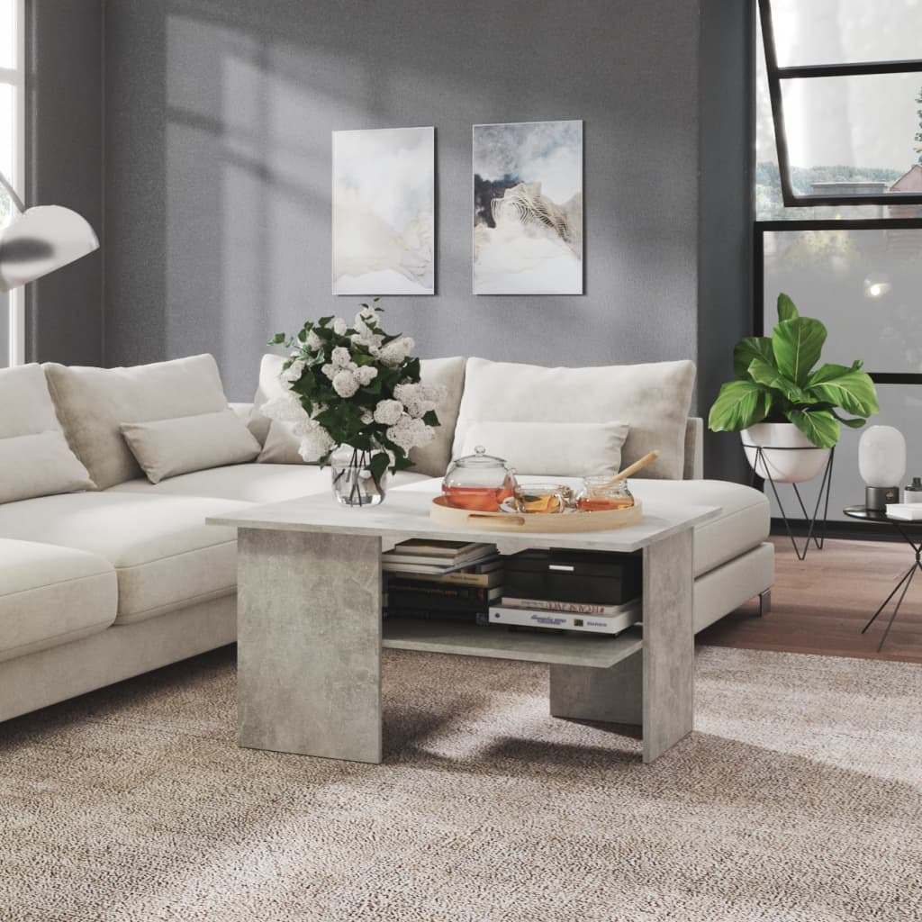 Table basse en béton gris 90x60x46,5 cm en bois