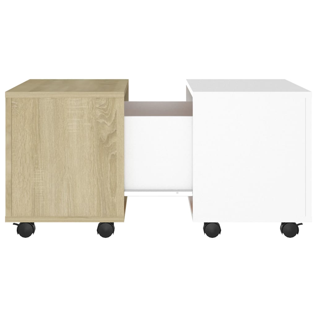 Table basse blanche et chêne Sonoma 60x60x38 cm matériau bois