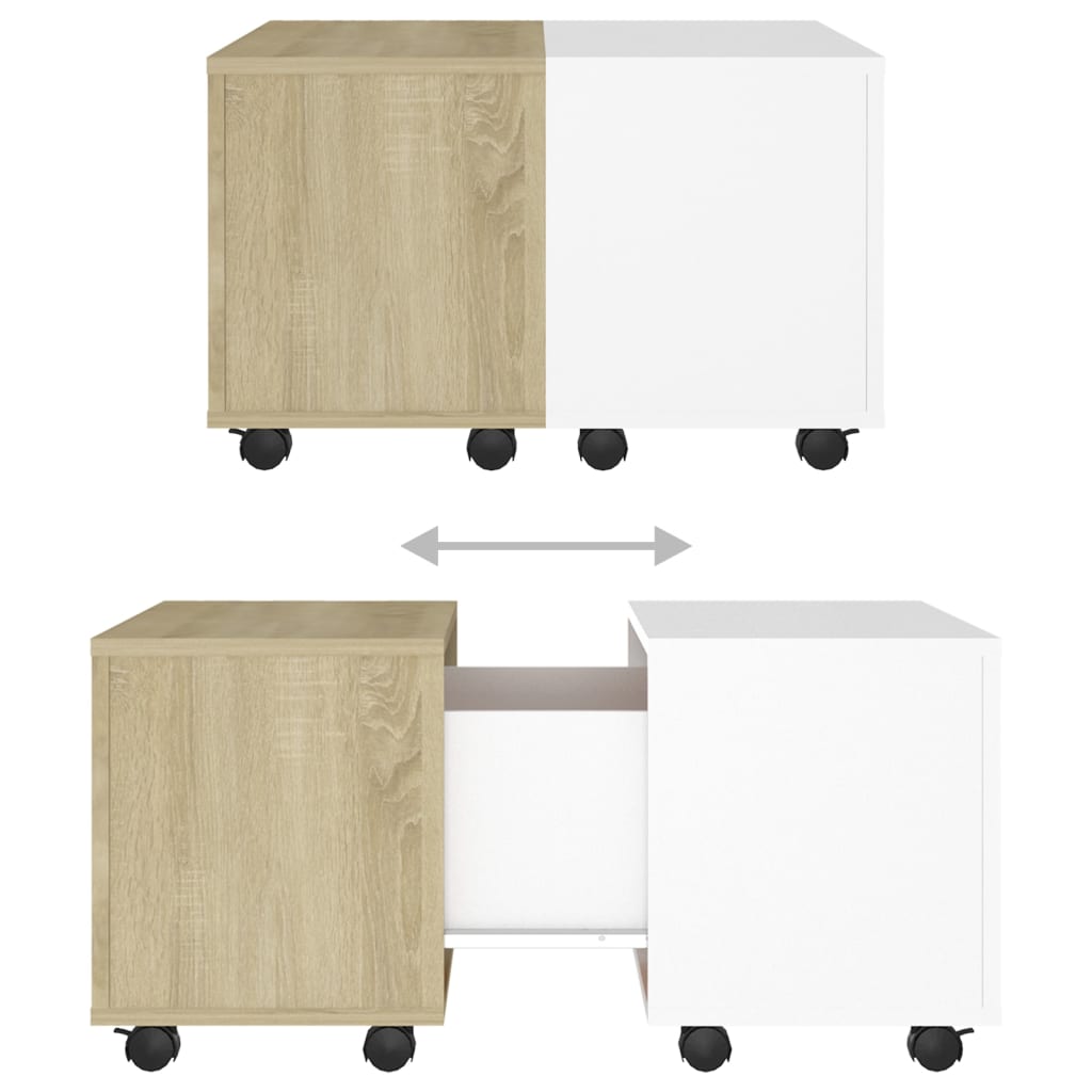 Table basse blanche et chêne Sonoma 60x60x38 cm matériau bois