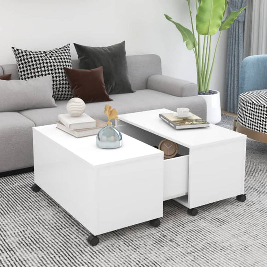 Table basse blanche 75x75x38 cm en bois